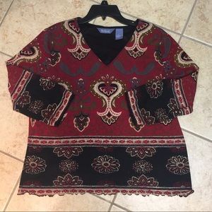 Ladies Large Lined Print Eyelet Trim Top 🌺 NICE!